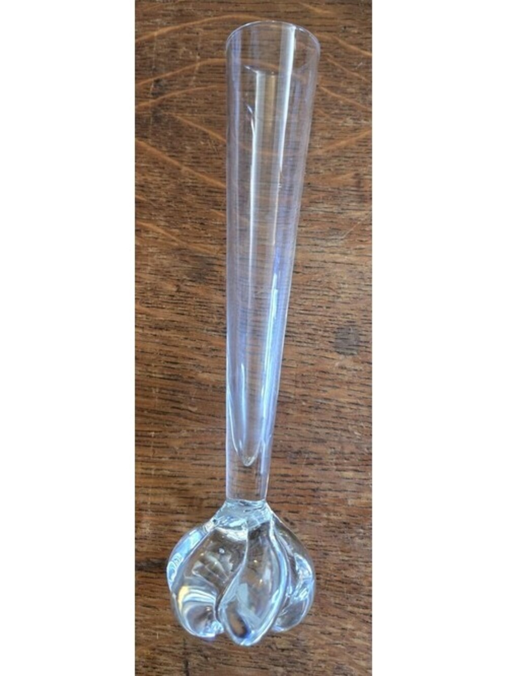 Vintage Clear Glass Flower Bud Vase Twisted Bubble Footed Classic Shape 9.5"